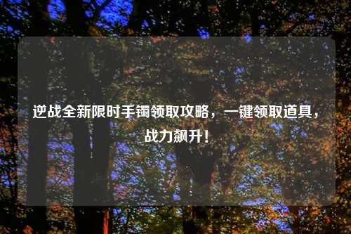 逆战全新限时手镯领取攻略，一键领取道具，战力飙升！