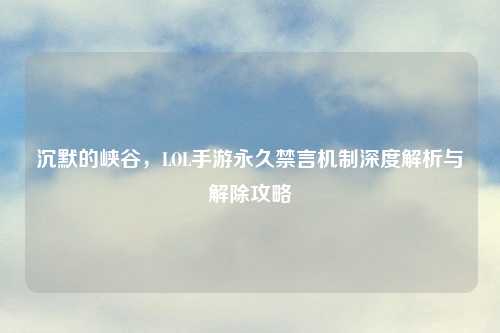 沉默的峡谷，LOL手游永久禁言机制深度解析与解除攻略