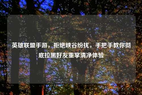 英雄联盟手游，拒绝峡谷纷扰，手把手教你彻底拉黑好友重掌清净体验