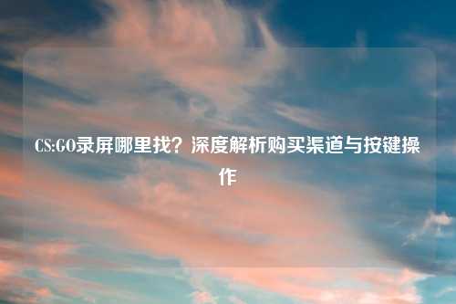 CS:GO录屏哪里找？深度解析购买渠道与按键操作