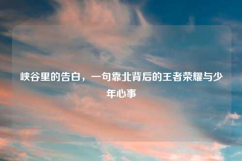 峡谷里的告白，一句靠北背后的王者荣耀与少年心事