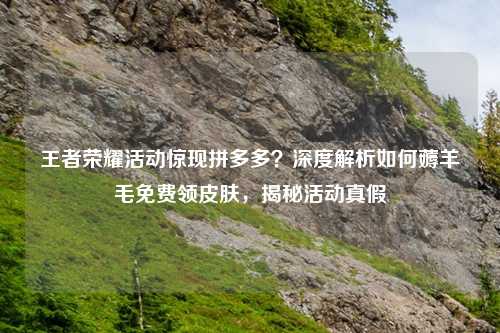 王者荣耀活动惊现拼多多？深度解析如何薅羊毛免费领皮肤，揭秘活动真假