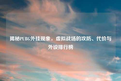 揭秘PUBG外挂现象，虚拟战场的攻防、代价与外设排行榜