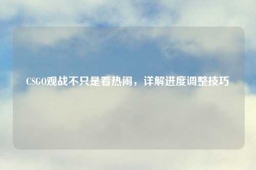 CSGO观战不只是看热闹，详解进度调整技巧