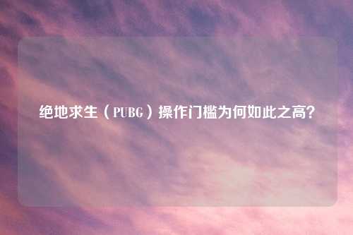 绝地求生（PUBG）操作门槛为何如此之高？