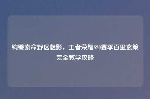 钩镰索命野区魅影，王者荣耀S20赛季百里玄策完全教学攻略