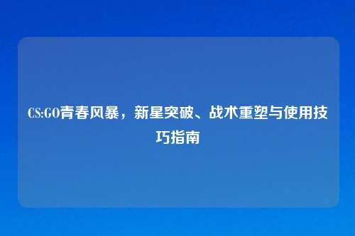 CS:GO青春风暴，新星突破、战术重塑与使用技巧指南