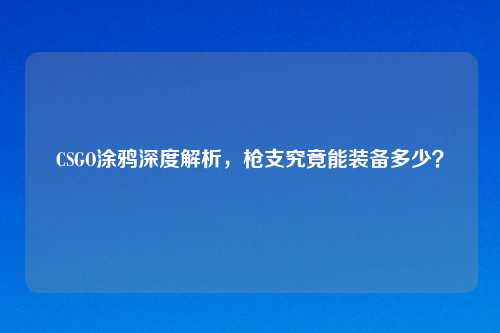 CSGO涂鸦深度解析，枪支究竟能装备多少？