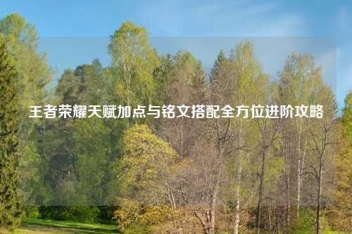 王者荣耀天赋加点与铭文搭配全方位进阶攻略