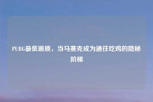 PUBG更低画质，当马赛克成为通往吃鸡的隐秘阶梯