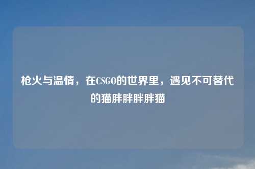 枪火与温情，在CSGO的世界里，遇见不可替代的猫胖胖胖胖猫