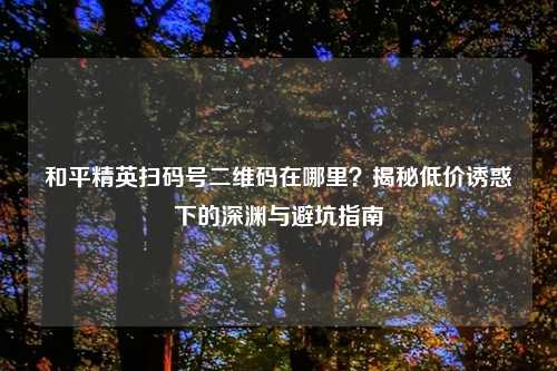 和平精英扫码号二维码在哪里？揭秘低价诱惑下的深渊与避坑指南