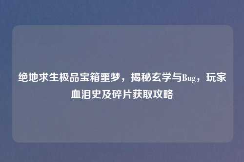 绝地求生极品宝箱噩梦，揭秘玄学与Bug，玩家血泪史及碎片获取攻略
