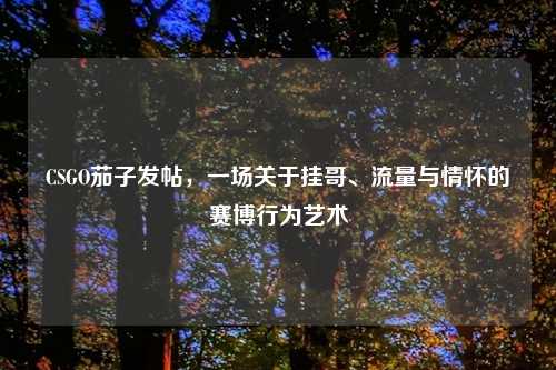 CSGO茄子发帖,一场关于挂哥、流量与情怀的赛博行为艺术