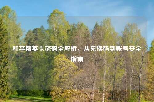 和平精英卡密码全解析，从兑换码到账号安全指南