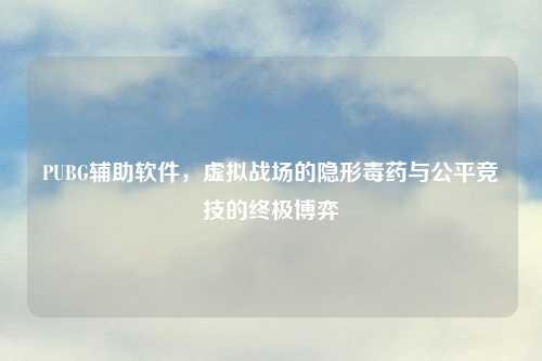 PUBG辅助软件，虚拟战场的隐形毒药与公平竞技的终极博弈