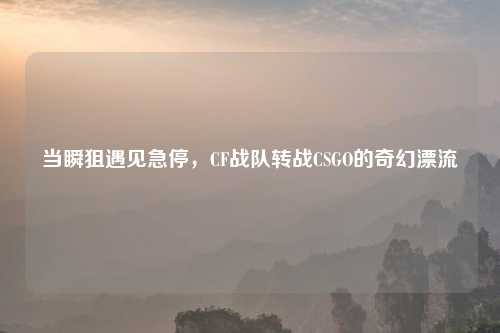 当瞬狙遇见急停，CF战队转战CSGO的奇幻漂流