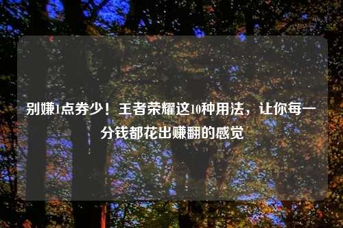 别嫌1点券少！王者荣耀这10种用法，让你每一分钱都花出赚翻的感觉