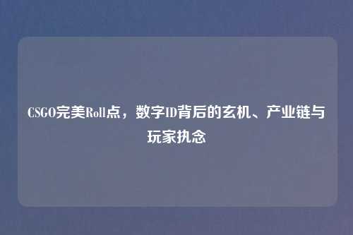 CSGO完美Roll点，数字ID背后的玄机、产业链与玩家执念