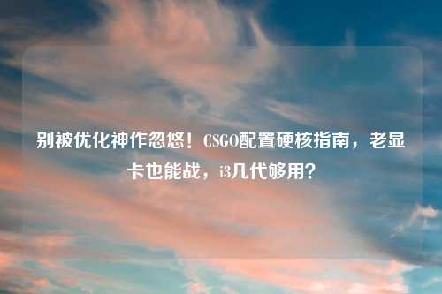 别被优化神作忽悠！CSGO配置硬核指南，老显卡也能战，i3几代够用？