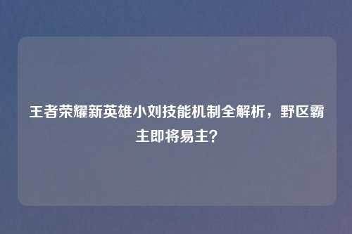 王者荣耀新英雄小刘技能机制全解析，野区霸主即将易主？