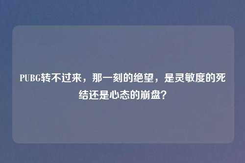 PUBG转不过来，那一刻的绝望，是灵敏度的死结还是心态的     ？