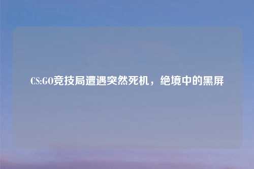 CS:GO竞技局遭遇突然死机，绝境中的黑屏