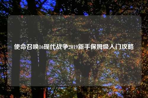 使命召唤16现代战争2019新手保姆级入门攻略