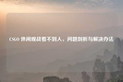 CSGO 休闲观战看不到人，问题剖析与解决办法