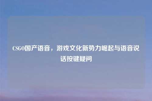 CSGO国产语音，游戏文化新势力崛起与语音说话按键疑问