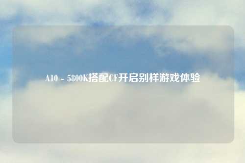 A10 - 5800K搭配CF开启别样游戏体验