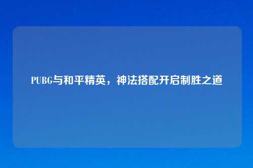 PUBG与和平精英，神法搭配开启制胜之道