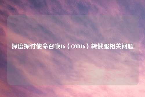 深度探讨使命召唤16（COD16）转俄服相关问题