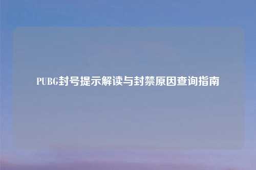 PUBG封号提示解读与封禁原因查询指南