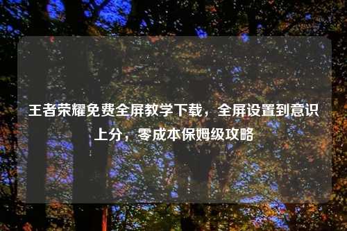 王者荣耀免费全屏教学下载，全屏设置到意识上分，零成本保姆级攻略