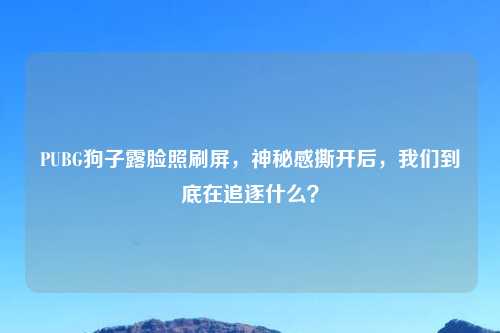 PUBG狗子露脸照刷屏，神秘感撕开后，我们到底在追逐什么？