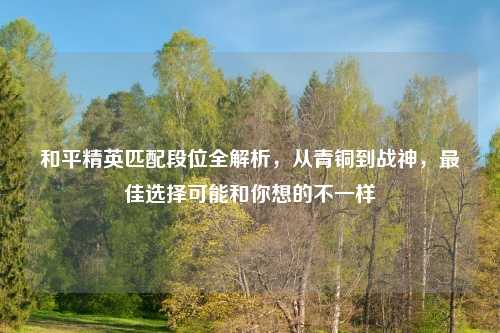 和平精英匹配段位全解析，从青铜到战神，更佳选择可能和你想的不一样