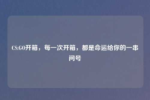 CS:GO开箱，每一次开箱，都是命运给你的一串问号