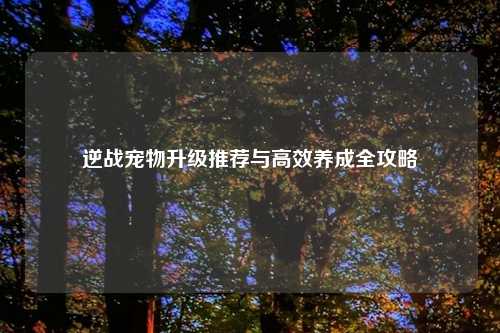 逆战宠物升级推荐与高效养成全攻略