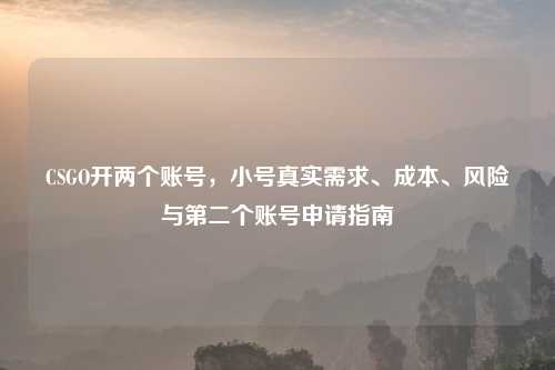 CSGO开两个账号，小号真实需求、成本、风险与第二个账号申请指南