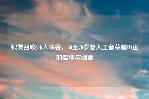 银发召唤师入峡谷，60至70岁老人王者荣耀ID里的温情与幽默