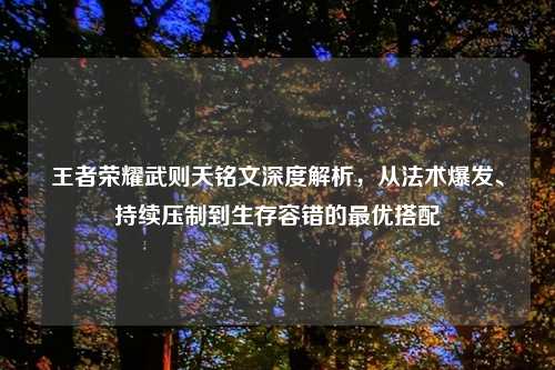 王者荣耀武则天铭文深度解析，从法术爆发、持续压制到生存容错的更优搭配