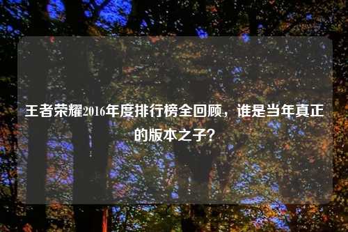 王者荣耀2016年度排行榜全回顾，谁是当年真正的版本之子？