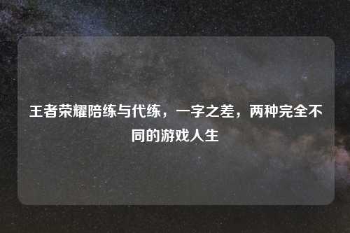 王者荣耀陪练与代练，一字之差，两种完全不同的游戏人生