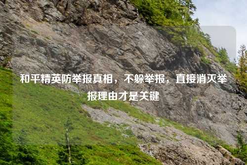 和平精英防举报真相，不躲举报，直接消灭举报理由才是关键