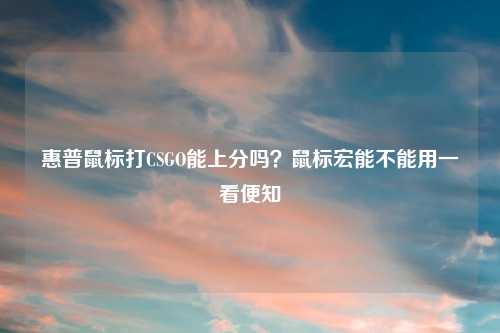 惠普鼠标打CSGO能上分吗？鼠标宏能不能用一看便知