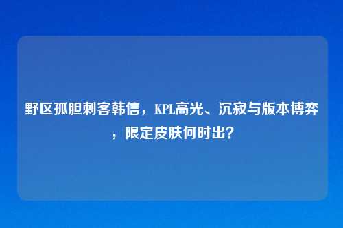 野区孤胆刺客韩信，KPL高光、沉寂与版本博弈，限定皮肤何时出？