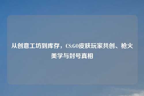 从创意工坊到库存，CS:GO皮肤玩家共创、枪火美学与封号真相