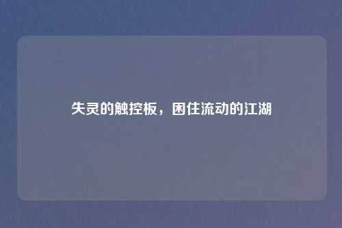失灵的触控板，困住流动的江湖