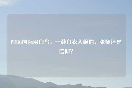 PUBG国际服白鸟，一袭白衣入绝地，张扬还是信仰？